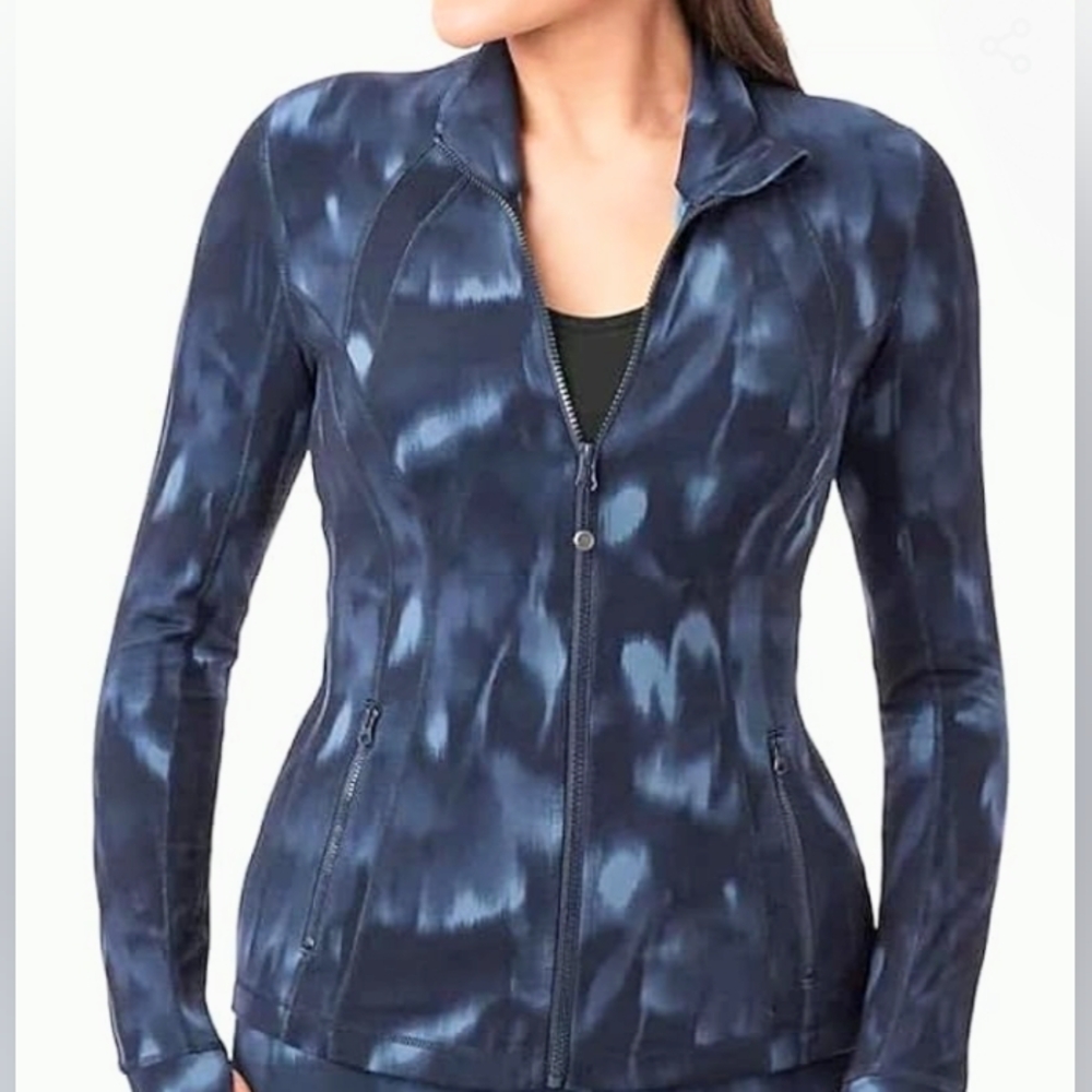Member's Mark Zen Zip Up Semi Fitted  Active Jacket Woman's Blue Pockets